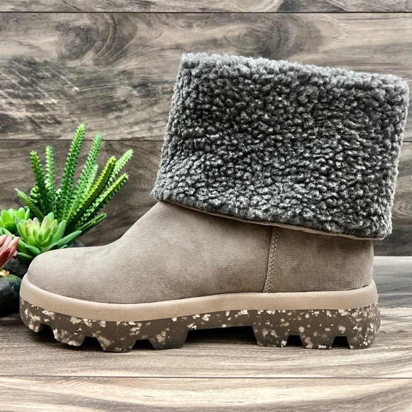 NIB Cool Planet By Steve Madden Restt Faux Shearling Bootie 8.5M Grey Fab - Picture 7 of 12